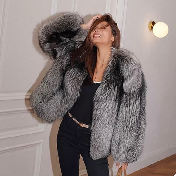 Real Silver Fox Fur BRAND NEW Jacket - Picture 10 of 12